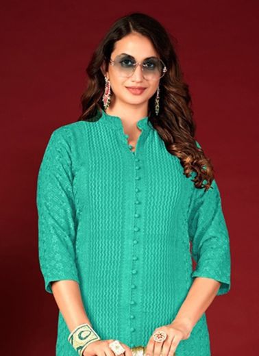 CHIKANKARI - CATALOG # 55241 (SET OF 4 SIZE-SETS [READYMADE KURTIS])
