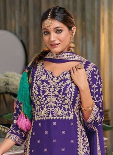 SHAYONI COLORS 2 - CATALOG # 55449 (SET OF 3 READYMADE SUITS)