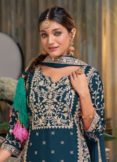 SHAYONI COLORS 1 - CATALOG # 55496 (SET OF 3 READYMADE SUITS)