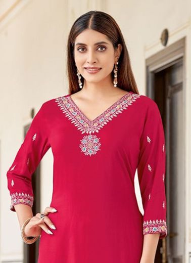 VEERA - Catalog # 56983 (Set of 4 Readymade Women's Kurtis / Tops) by Brand WOOGLEE FASHIONS