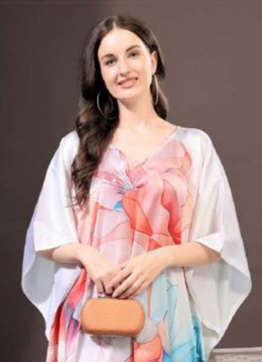 SATIN BREEZE 1 - Catalog # 57017 (Set of 8 Kaftans / Ponchos) by Brand STROLLAY ®
