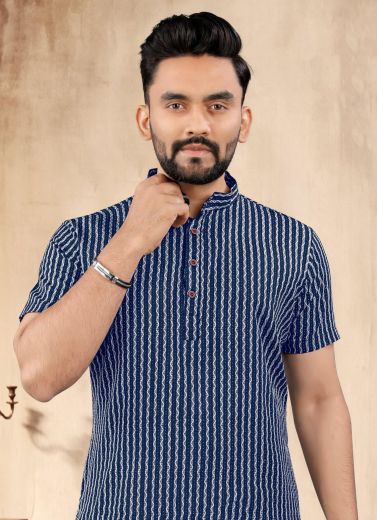 RAYON SHORT KURTA - Catalog # 57040 (Set of 4 Men's Ethnic Wear) by Brand SANGEET