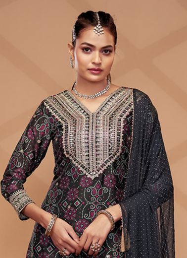 BANDH-REJ - Catalog # 57097 (Set of 4 Readymade Salwar Suits) by Brand GULZAR COUTURE