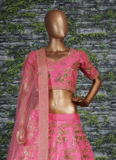 BOLLYWOOD INSPIRED VIBRANT LEHENGAS - Catalog # 57295 (Set of 6 Semi-Stitched Lehengas) by Brand STROLLAY ®