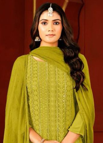 LUCKNOWI 7 - Catalog # 57336 (Set of 8 Readymade Salwar Suits) by Brand STROLLAY ®