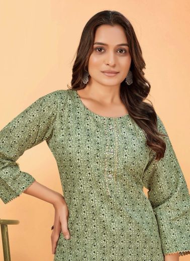 MISRI - Catalog # 57499 (Set of 4 Readymade Women's Kurtis / Tops) by Brand SANGEET