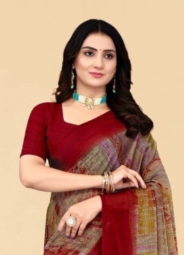 KAJAL CHIFFON 2 - Catalog # 57661 (Set of 6 Sarees) by Brand RUCHI SAREES