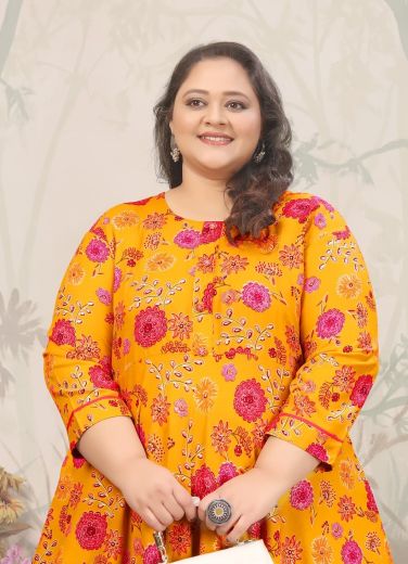 PLUS SIZE JOY 2 - Catalog # 57676 (Set of 4 Readymade Women's Kurtis / Tops) by Brand STROLLAY ®