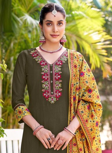 PRARAMBH - Catalog # 57928 (Set of 4 Readymade Salwar Suits) by Brand WOOGLEE FASHIONS