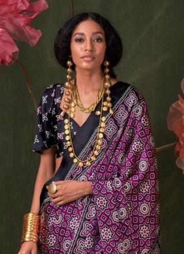 KASTOOR [AJRAKH PRINTED] - Catalog # 58062 (Set of 9 Sarees) by Brand RAJTEX FABRICS