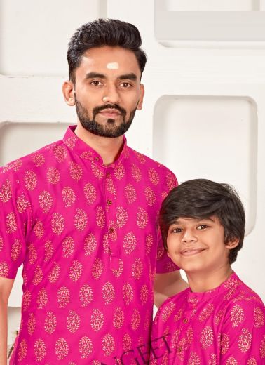 LUNGI STYLE 12 [FATHER-SON COMBO] - Catalog # 58211 (Set of 8 Men's Ethnic Wear) by Brand SANGEET