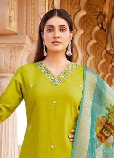 AYUSHI - Catalog # 58224 (Set of 6 Readymade Salwar Suits) by Brand MITTOO