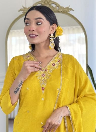 SERIES 7061-7063 - Catalog # 58536 (Set of 3 Readymade Salwar Suits) by Brand DESI MUSE