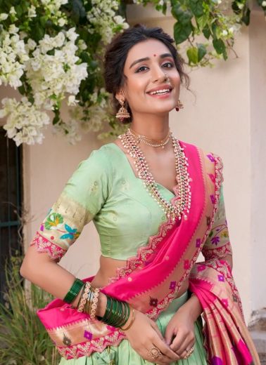 SRIVIDYA - Catalog # 58674 (Set of 4 Semi-Stitched Lehengas) by Brand DESI MUSE