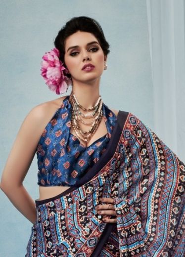 AJRAKH SILK - Catalog # 58873 (Set of 6 Sarees) by Brand RAJTEX FABRICS