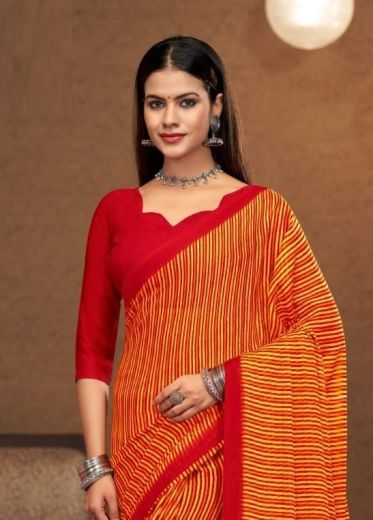 STAR CHIFFON 197 - Catalog # 58878 (Set of 12 Sarees) by Brand RUCHI SAREES