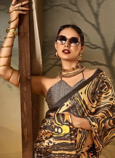 SATIN SILK - Catalog # 58962 (Set of 6 Sarees) by Brand RAJTEX FABRICS