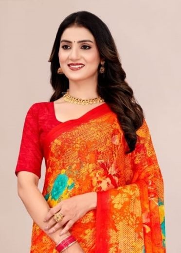STAR CHIFFON 201 - Catalog # 59459 (Set of 12 Sarees) by Brand RUCHI SAREES