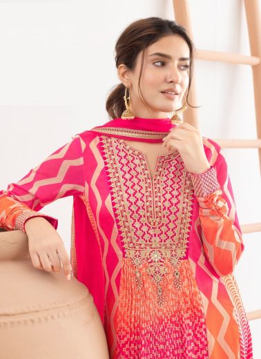 SAAWAN - Catalog # 59500 (Set of 3 Readymade Gowns) by Brand GULZAR COUTURE