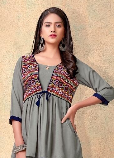 NORA 2 - Catalog # 59581 (Set of 3 Readymade Women's Kurtis / Tops) by Brand AABHARAN