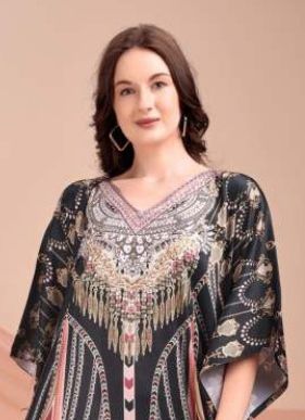 KAFTAN-E-NAZAKAT 14 - Catalog # 59643 (Set of 8 Kaftans / Ponchos) by Brand AABHARAN