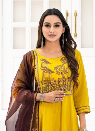 SWARNIKA - Catalog # 59749 (Set of 4 Readymade Salwar Suits) by Brand KADLEE FASHION