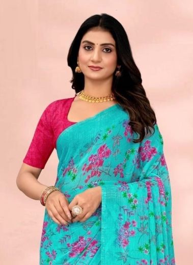 STAR CHIFFON 203 - Catalog # 59859 (Set of 12 Sarees) by Brand RUCHI SAREES