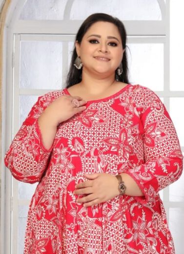 PLUS SIZE COLOR 2 - Catalog # 59895 (Set of 4 Readymade Women's Kurtis / Tops) by Brand MEHERIYA