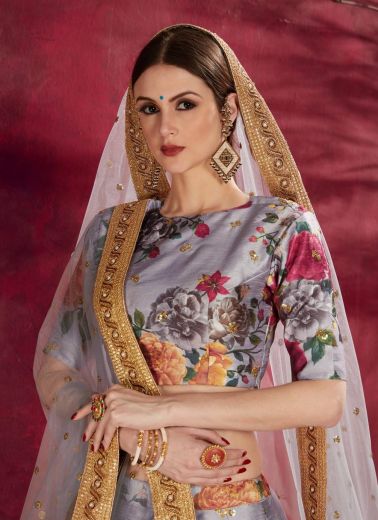 CARNATIONS - Catalog # 62685 (Set of 11 Semi-Stitched Lehengas) by Desi Muse