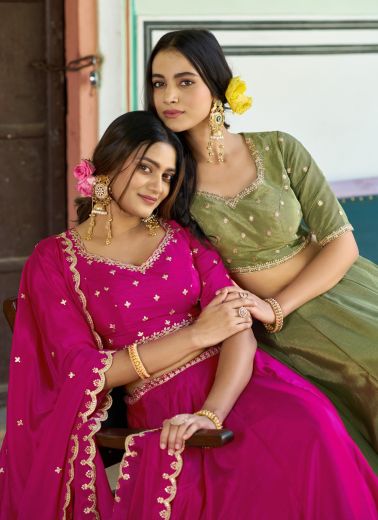 MEHERVA 1441 - Catalog # 65938 (Set of 4 Semi-Stitched Lehengas)