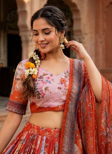 SERIES 5072 - Catalog # 66180 (Set of 5 Semi-Stitched Lehengas)