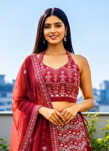 ROOH - Catalog # 66651 (Set of 5 Semi-Stitched Lehengas)
