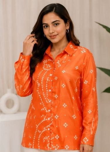 BANDHANI PATTERN SHIRT - Catalog # 67415 (Set of 2 Readymade Women's Kurtis / Tops)