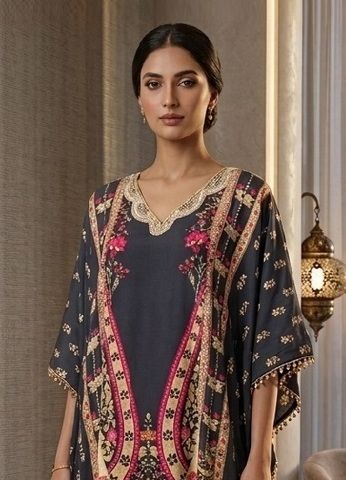 NECK-PIECE KAFTAN CO-ORD SET - Catalog # 67435 (Set of 6 Tops With Bottoms)