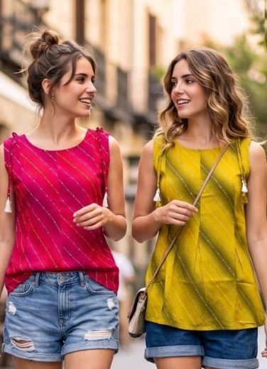 SLEEVELESS SHORT TOPS - Catalog # 67437 (Set of 56 SIZE-SETS [Readymade Women's Kurtis / Tops])