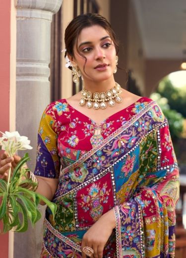 RANGEEN POSITION PRINT - Catalog # 67684 (Set of 5 Sarees)