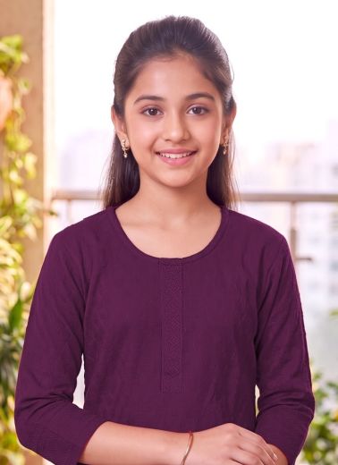 CHIKANKARI GIRLS KURTI - Catalog # 67715 (Set of 10 Readymade Women's Kurtis / Tops)