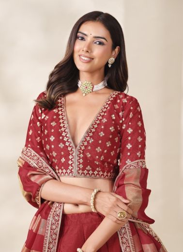 MAAHEE - Catalog # 67906 (Set of 4 Semi-Stitched Lehengas)