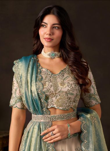 LAMHE - Catalog # 67945 (Set of 5 Semi-Stitched Lehengas)