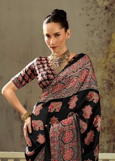 AJRAKH MEENA - Catalog # 67959 (Set of 6 Sarees)