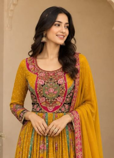 CREPE DIGITAL HANDWORK - Catalog # 67967 (Set of 4 SIZE-SETS [Readymade Gowns])