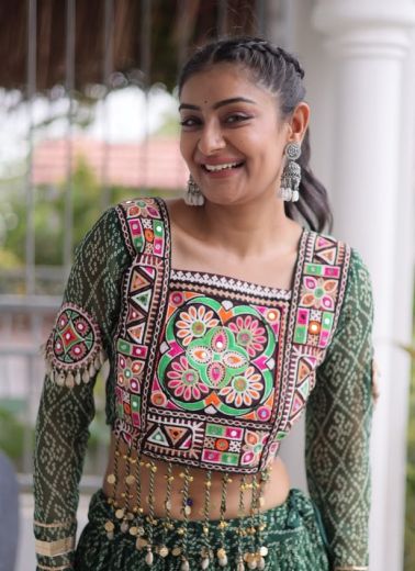 MAROON & GREEN - Catalog # 67982 (Set of 2 Readymade Lehengas)