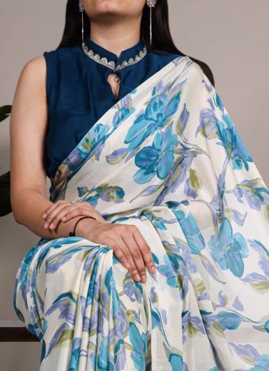SATIN FLORAL - Catalog # 67995 (Set of 2 Sarees)