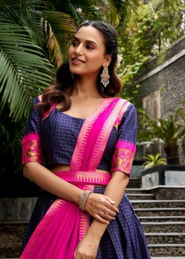 POLY COTTON SOUTH INDIAN STYLE - Catalog # 68047 (Set of 6 Semi-Stitched Lehengas)