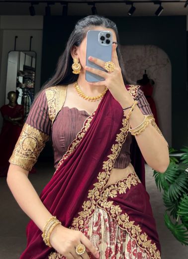 TUSSER FLOWER - Catalog # 68099 (Set of 4 Readymade Lehengas)