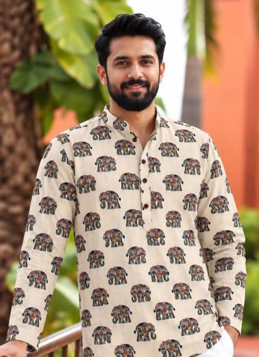 SHORT KURTA IN FULL SLEEVES - Catalog # 68125 (Set of 9 Men's Ethnic Wear)