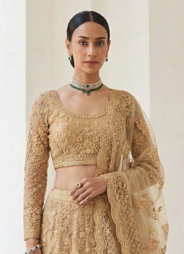 GOLDEN BIRD - Catalog # 68131 (Set of 6 Semi-Stitched Lehengas)