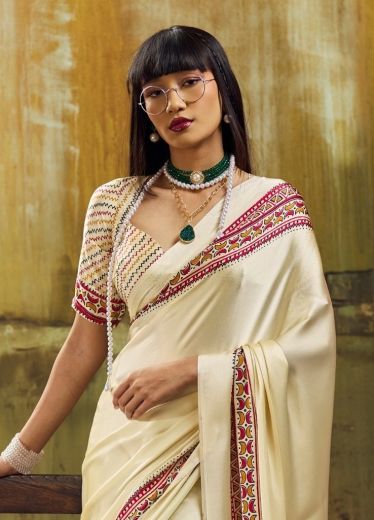 AJRAKH IN SATIN - Catalog # 68133 (Set of 6 Sarees)