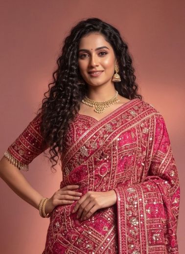 HANDMADE CREPES - Catalog # 68134 (Set of 4 Sarees)