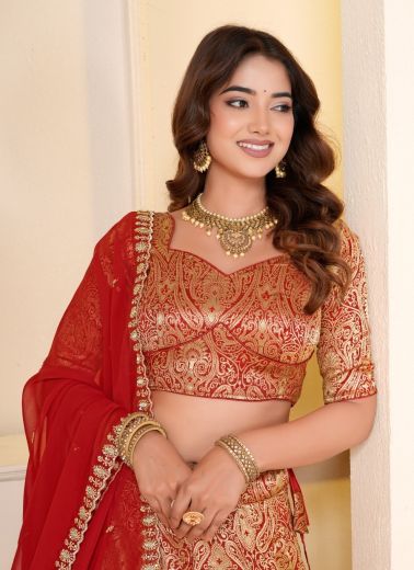 SHUBH MILAN - Catalog # 68139 (Set of 4 Semi-Stitched Lehengas)